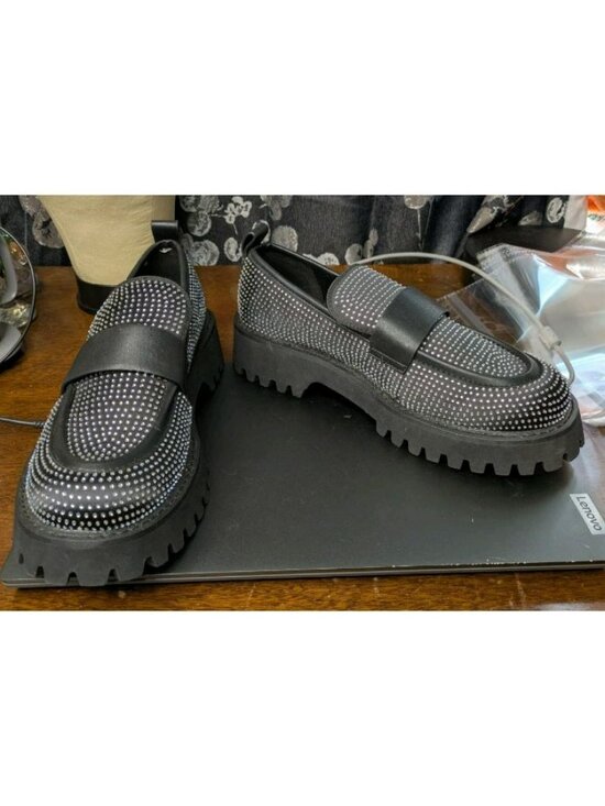 Karl Lagerfeld Shoes - Sz 9 Karl Lagerfeld Paris Grady Slip On Chunky Loafer Black Y2K Rhinestone Bling